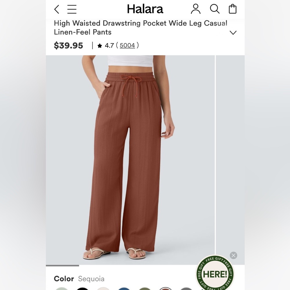 Halara High Waisted Wide leg drawstring pants